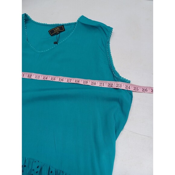 Lucky Brand Womens Turquoise Eyelet Ruffles Sleeveless Top Blouse XL NWT - Picture 7 of 11